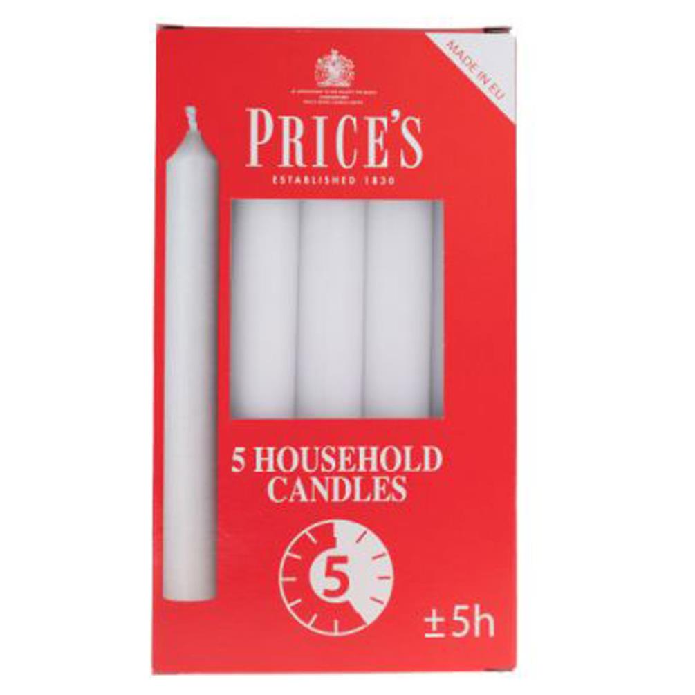 Price's White Household Dinner Candles (Pack of 5) £2.69